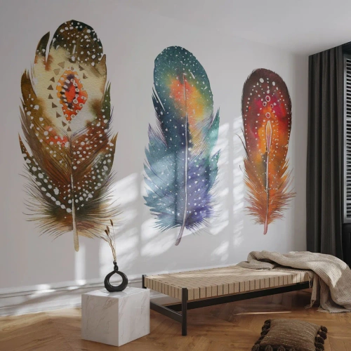 Tapet Premium Sand - Ritualuri, rituri, mistere - Pană de pasăre, Pasăre, Abstracția - 350x256 cm