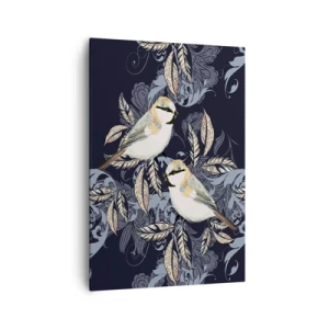 Tablou pe pânză - Ciripirile galben-albastru - 70x100 cm