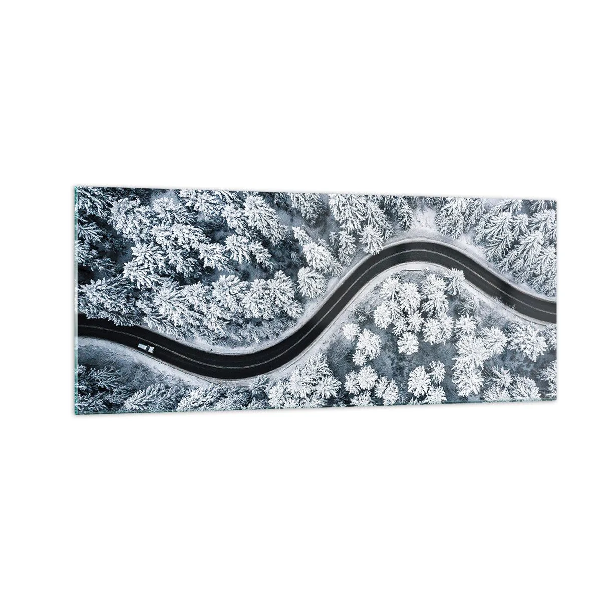 Tablou pe sticlă - Prin pădurea de iarnă - 100x40 cm