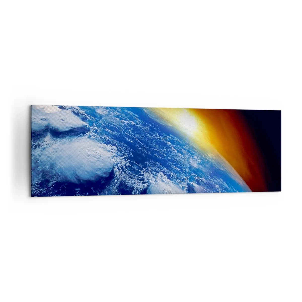 Tablou pe pânză - Răsărit de soare deasupra planetei albastre - 160x50 cm