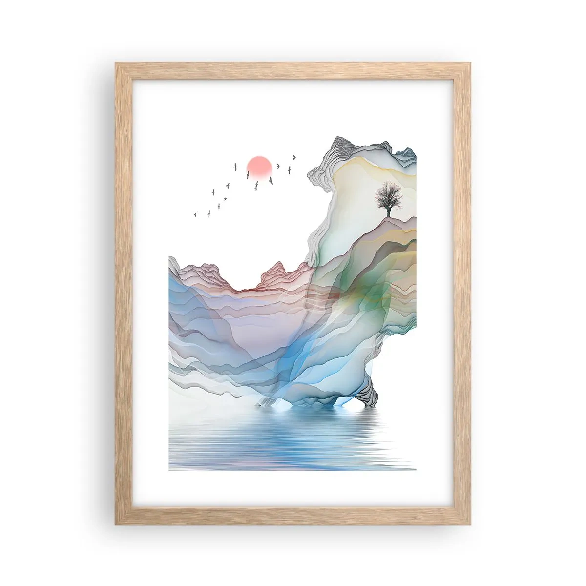 Poster în ramă de stejar deschis - Spre munții de cristal - 30x40 cm