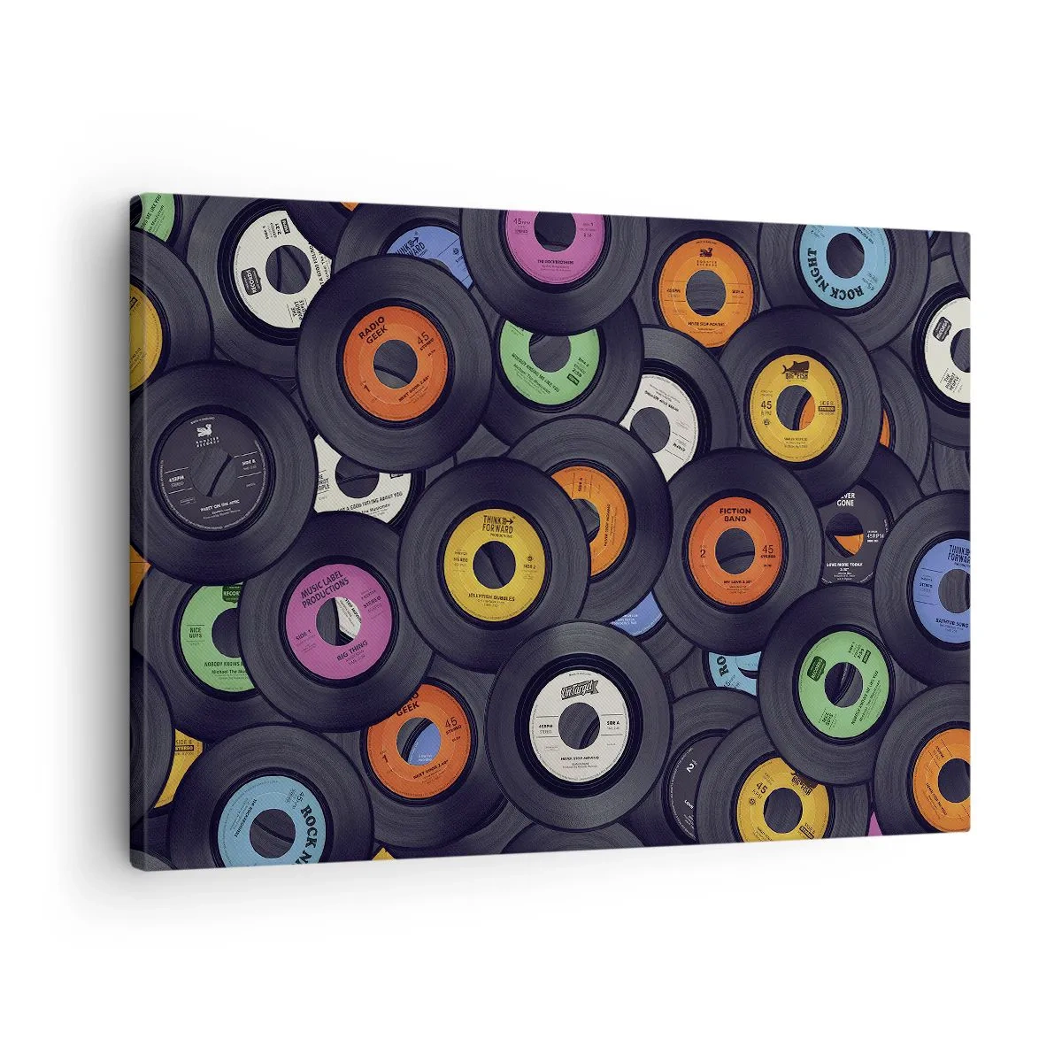 Tablou pe pânză Canvas - Viniluri colorate așezate unele peste altele - 70x50cm - Culorile clasicilor - Decorațiune modernă pentru perete pentru living și dormitor ARTTOR