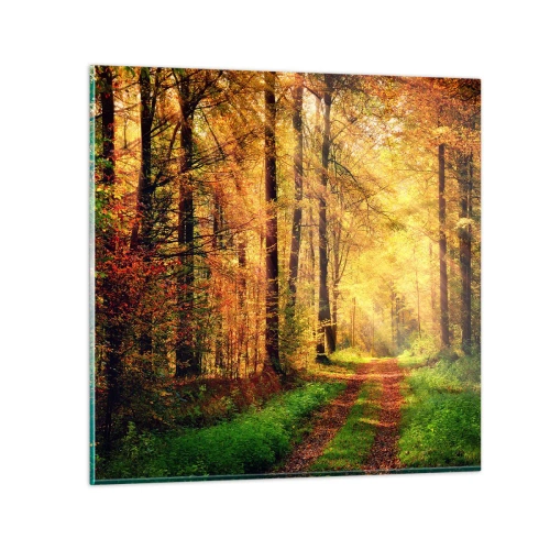 Tablou pe sticlă - Tăcere de aur de pădure - 30x30 cm