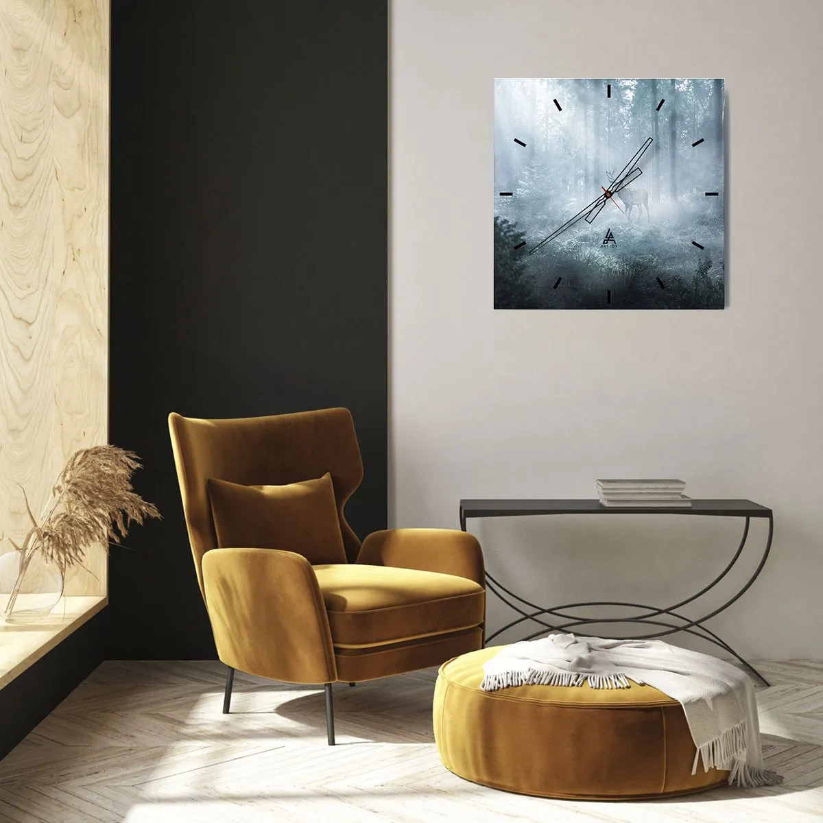 Ceas de perete - Ceas pe sticlă - Plimbarea de dimineață prin regat - 40x40 cm