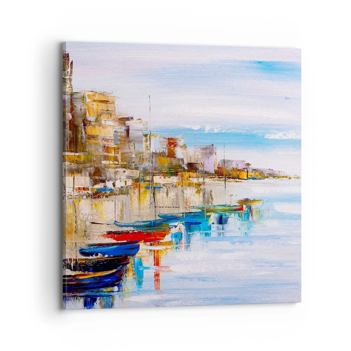 Tablou pe pânză - Port urban multicolor - 70x70 cm