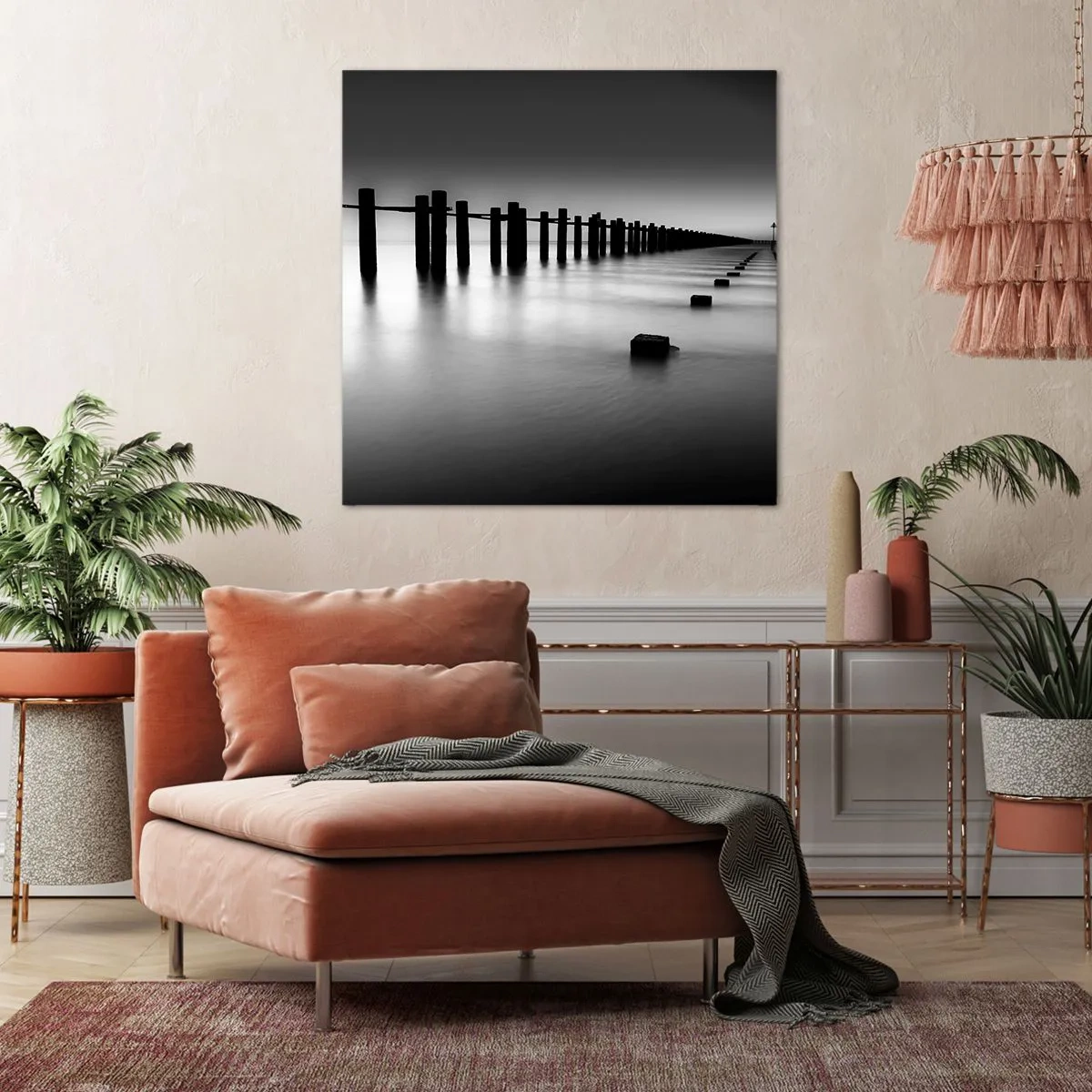 Tablou pe pânză - În depărtare gri în ceață - 40x40 cm