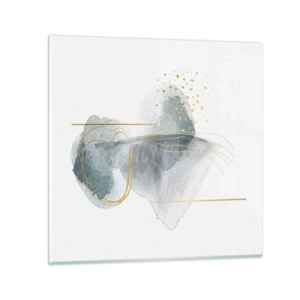 Tablou pe sticlă - Despre relația dintre gri și auriu - 60x60 cm