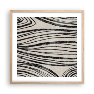Poster în ramă de stejar deschis - Deversare de linii - 50x50 cm