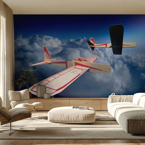 Tapet Premium Canvas - Chiar mai sus, chiar mai departe - Avion, Planor, nori - 400x280 cm