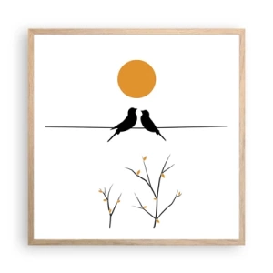 Poster în ramă de stejar deschis - Seară cu privighetori - 60x60 cm