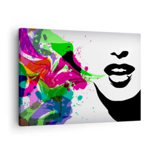Tablou pe pânză Canvas - Portret abstract colorat cu forme dinamice - 70x50cm - O poveste în culorile curcubeului - Decorațiune modernă pentru perete pentru living și dormitor ARTTOR