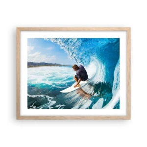 Poster în ramă de stejar deschis - Dansând cu valurile - 50x40 cm