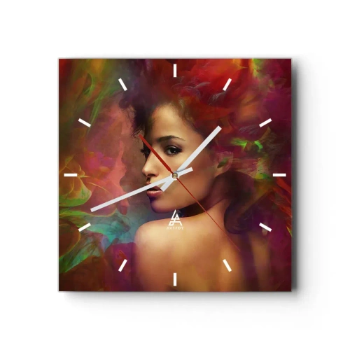 Ceas de perete - Ceas pe sticlă - Mai frumoasă decât un curcubeu, delicată ca o ceață - 30x30 cm