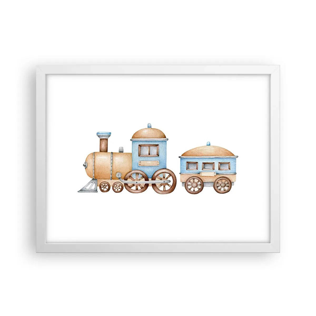 Poster în ramă albă - Trenulețul din copilărie - 40x30 cm