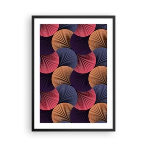 Poster în ramă neagră - Model geometric cu cercuri concentrice colorate - 50x70cm - Într-un ritm de cerc - Decorațiune modernă pentru perete pentru living și dormitor ARTTOR