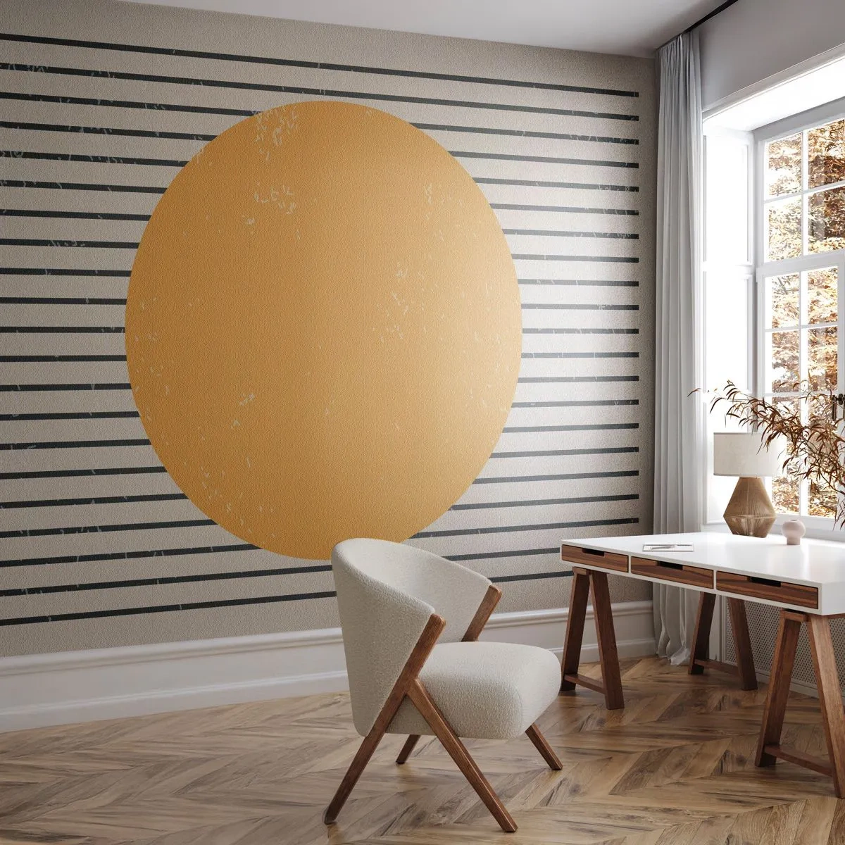 Tapet Premium Sand - Puterea simplității - Soare, roată, Linii - 100x70 cm