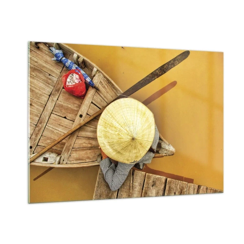 Tablou pe sticlă - Viața pe râul galben - 100x70 cm