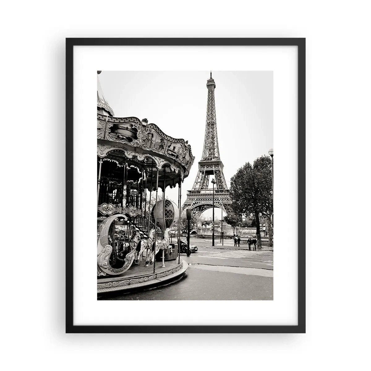 Poster în ramă neagră - Distracții retro pariziene - 40x50 cm