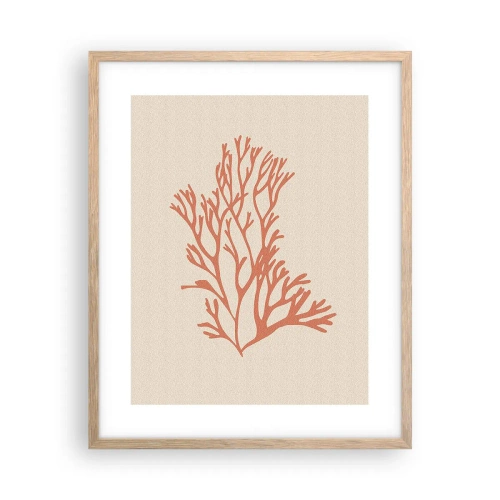 Poster în ramă de stejar deschis - Coral filigranat - 40x50 cm