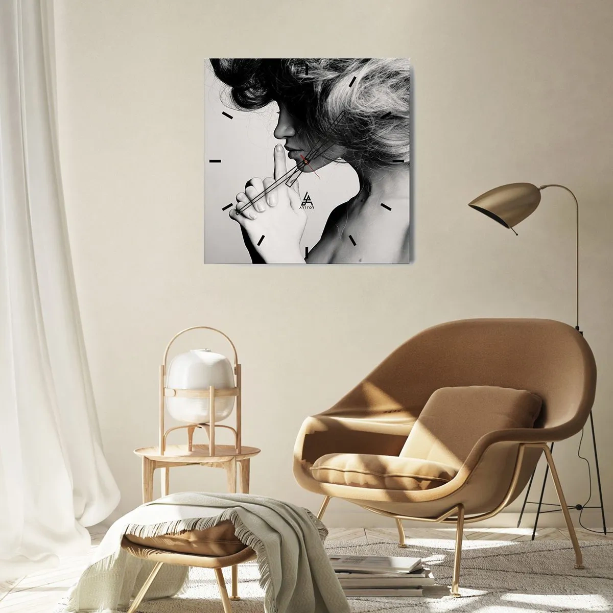 Ceas de perete - Ceas pe sticlă - Ascultă-te pe tine însuți - 40x40 cm