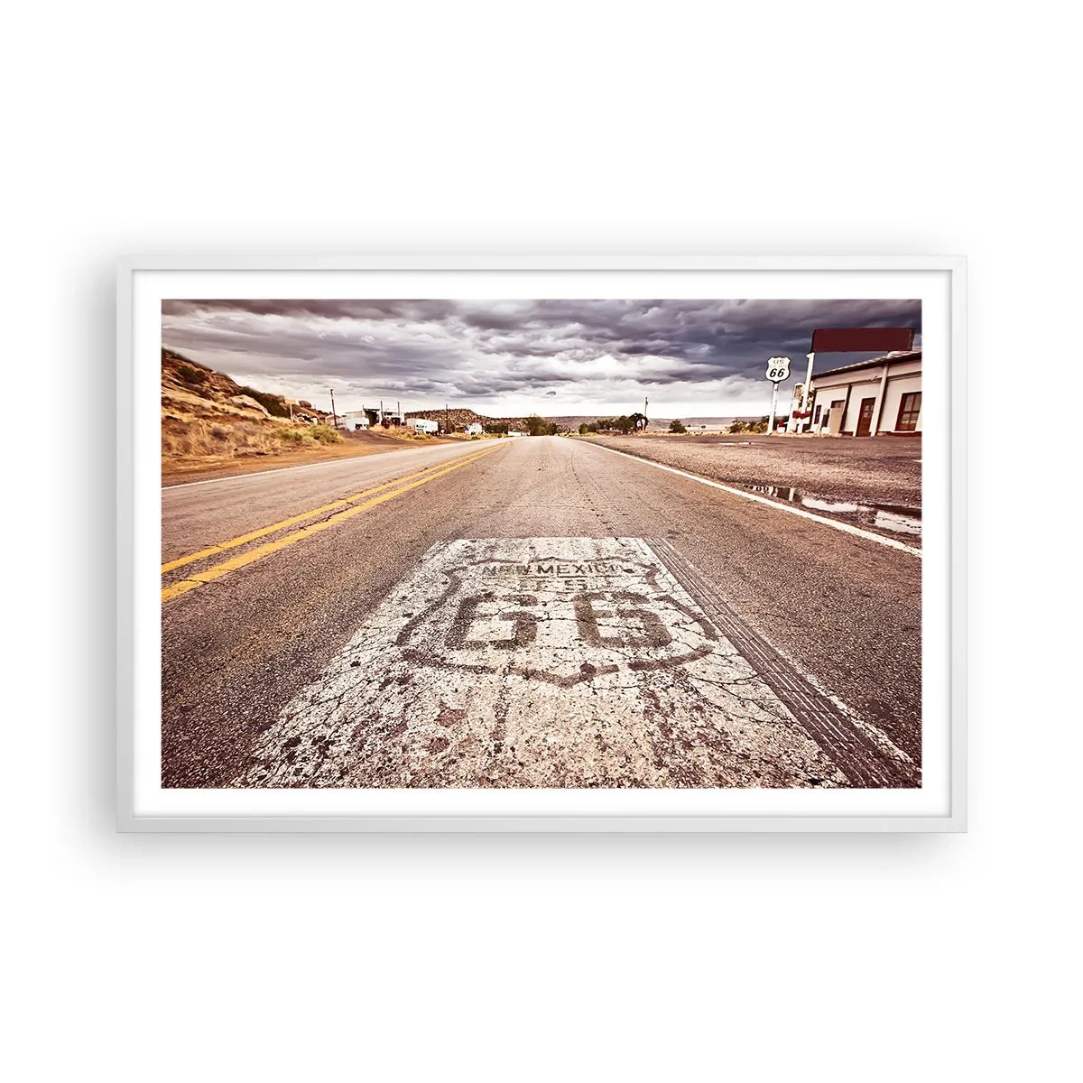Poster în ramă albă - Mother Road - o legendă americană - 91x61 cm