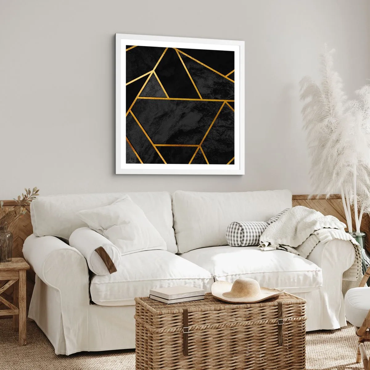 Poster în ramă albă - Întuneric și lumină - 40x40 cm