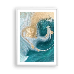 Poster în ramă albă - Vârtej de aur și turcoaz - 50x70 cm