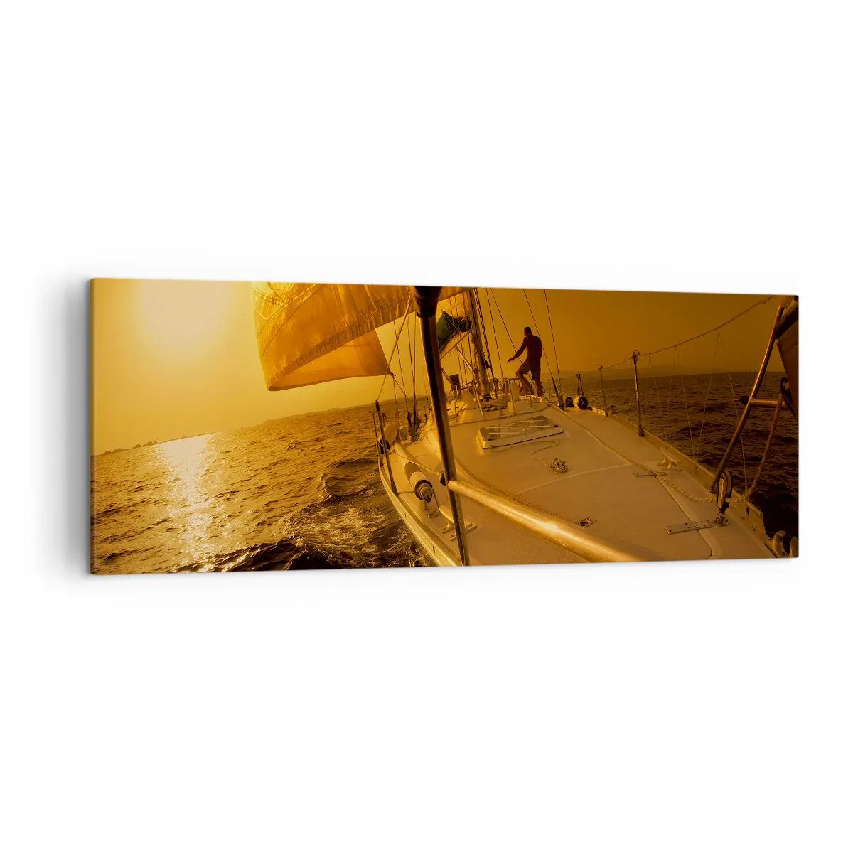 Tablou pe pânză - O seară aurie după o zi multicoloră - 140x50 cm