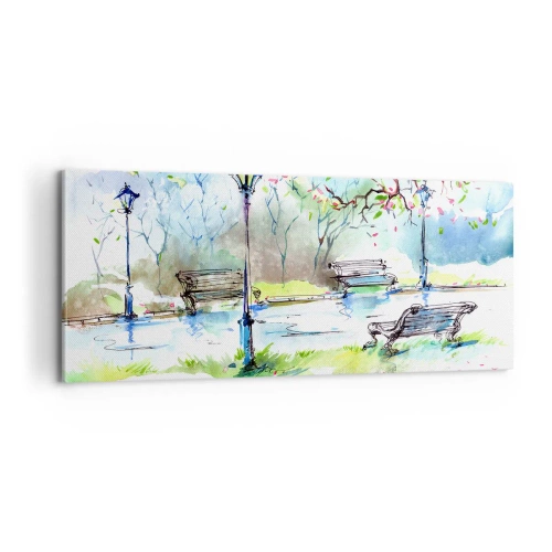 Tablou pe pânză - Magia liniștii din parc - 100x40 cm