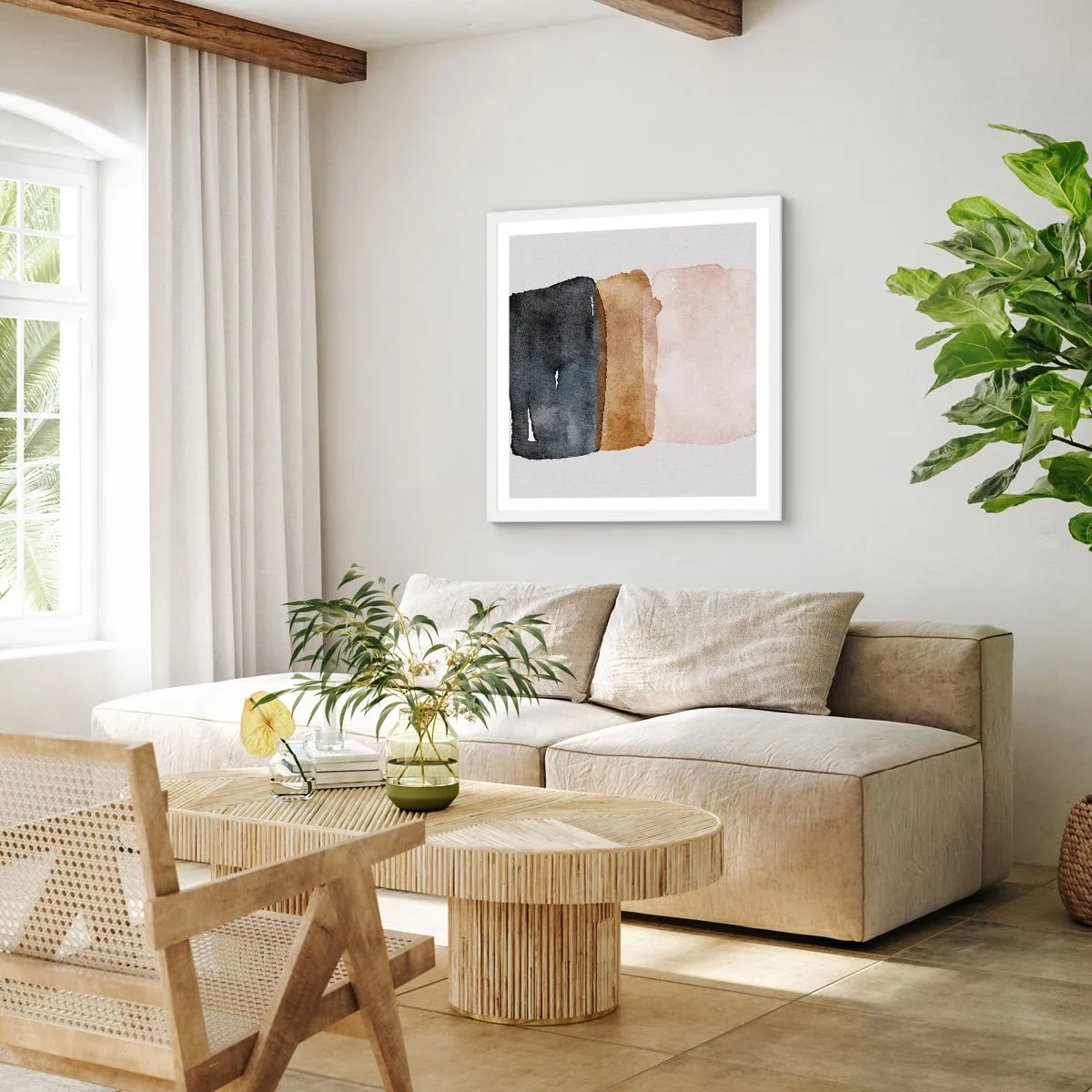 Poster în ramă albă - Compoziția culorilor pământului - 30x30 cm