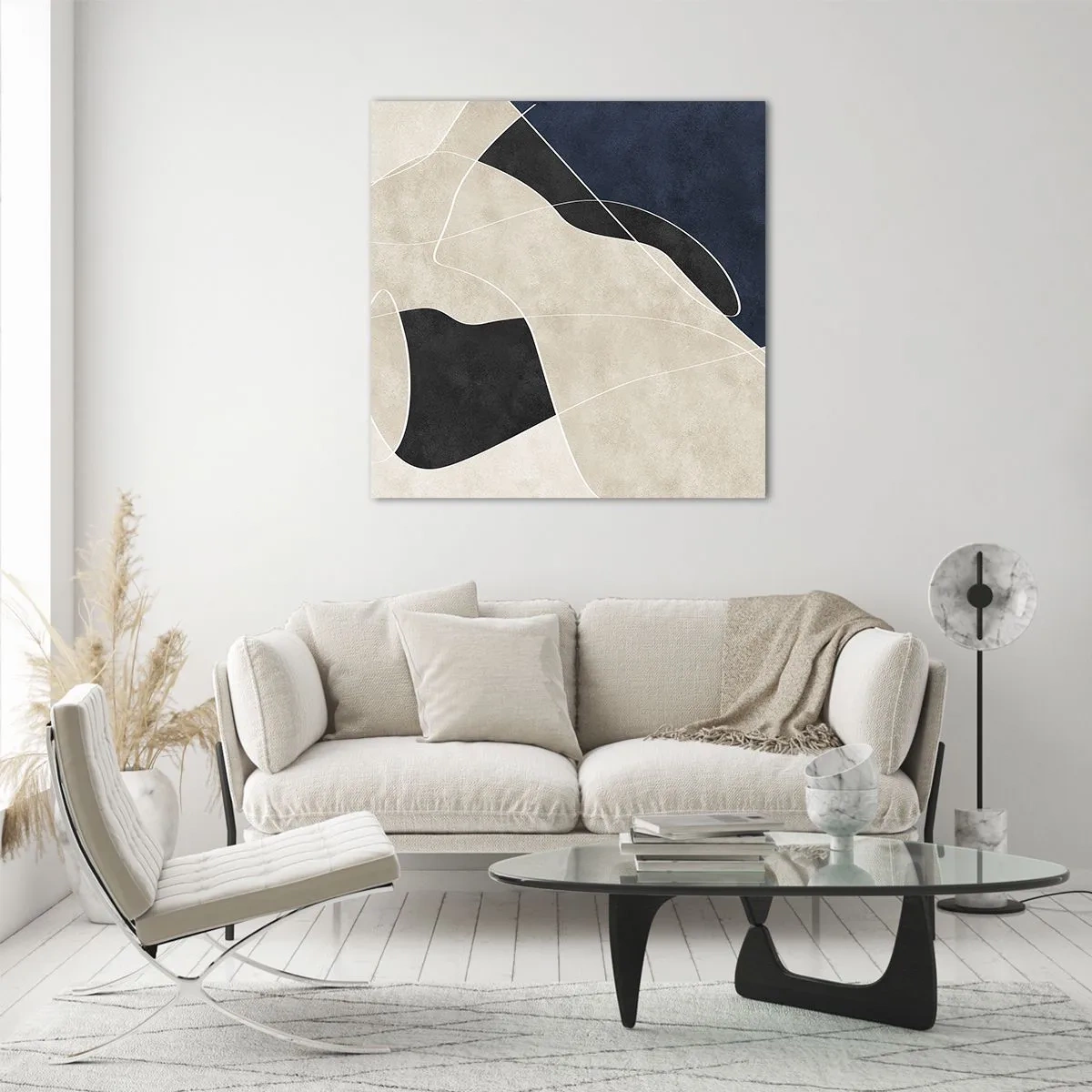 Tablou pe sticlă - Compoziție abstractă - contrast de culori - 60x60 cm