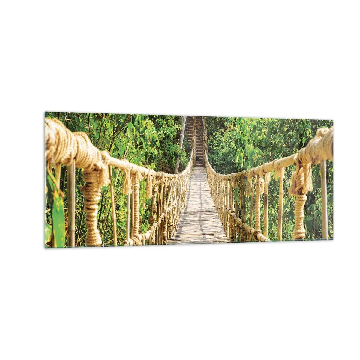 Tablou pe sticlă - Suspendat în verde - 100x40 cm