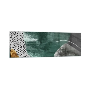 Tablou pe sticlă - Abstracție colorată cu fulgi de aur - 160x50 cm