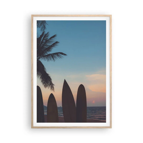 Poster în ramă de stejar deschis - Și mâine ne vom distra - 70x100 cm