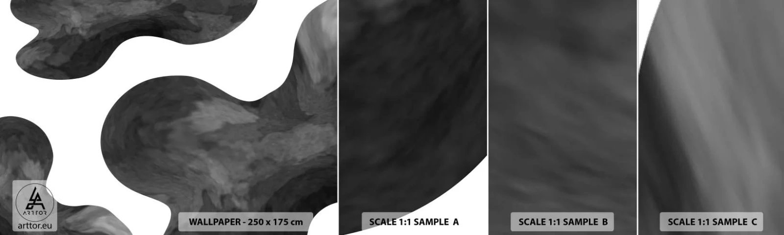 Mostră de Tapet Standard Eco - Calea Lactee - Abstracția, Bucată, alb-negru - 100x30 cm