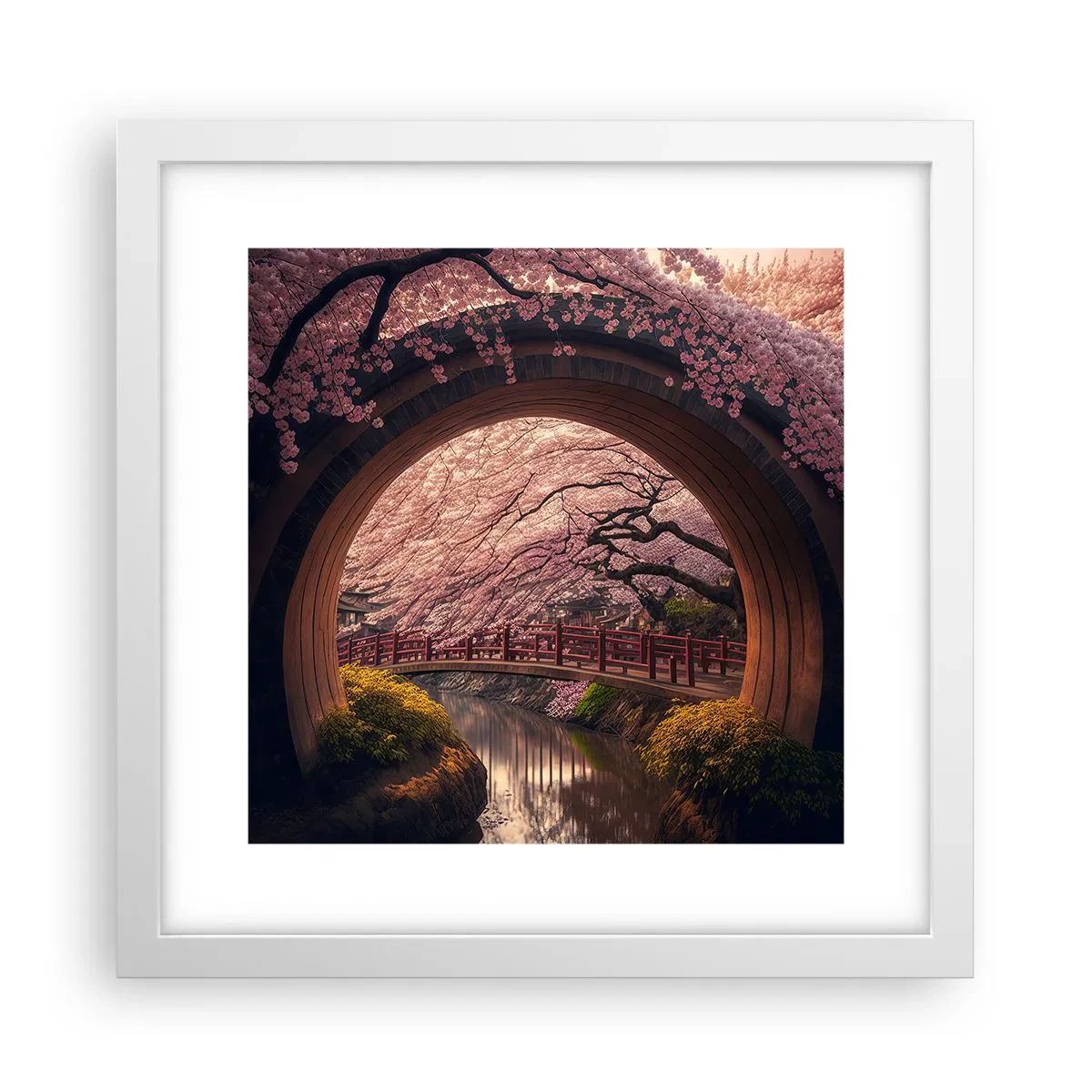 Poster în ramă albă - Primăvara japoneză - 30x30 cm
