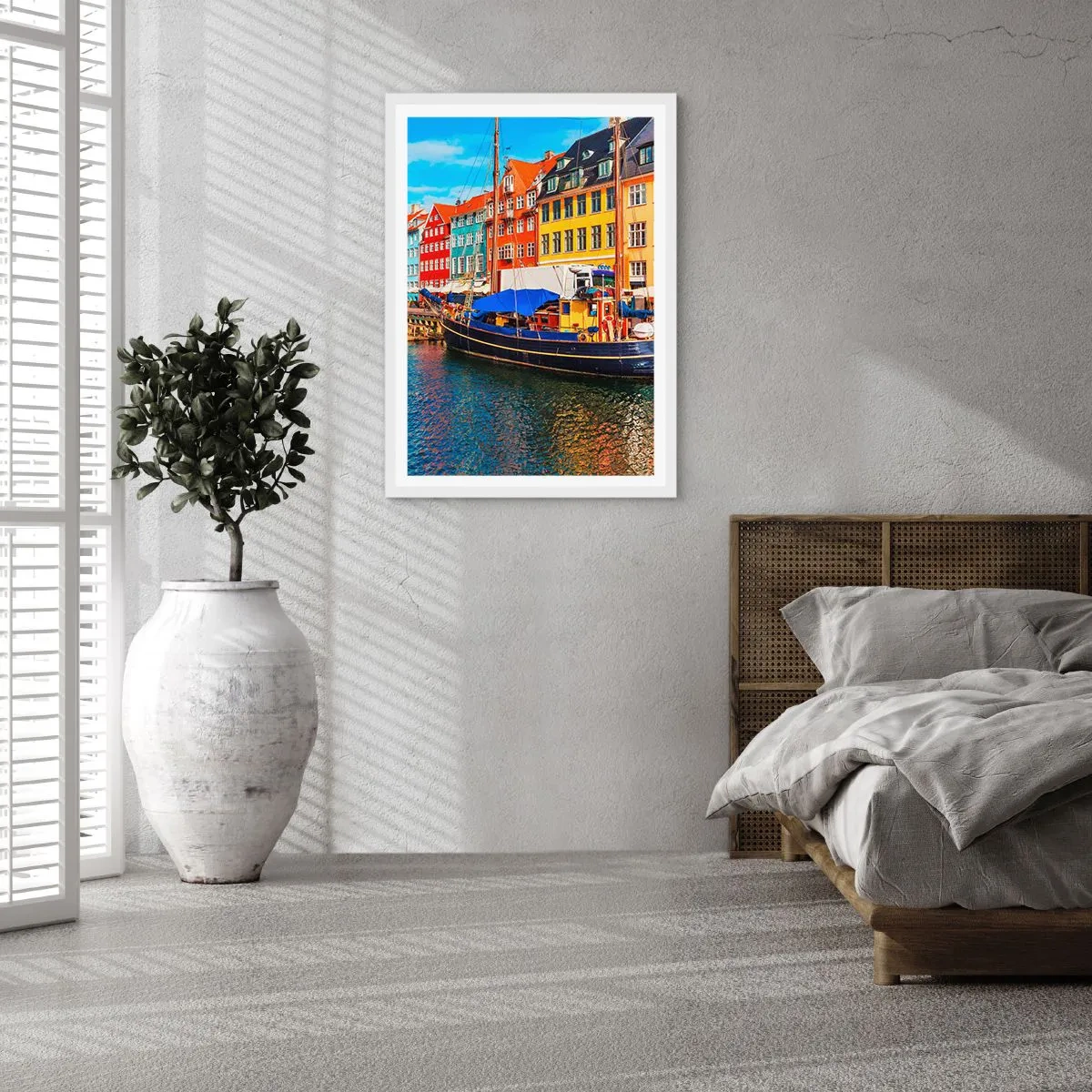 Poster în ramă albă - Portul vesel - 30x40 cm