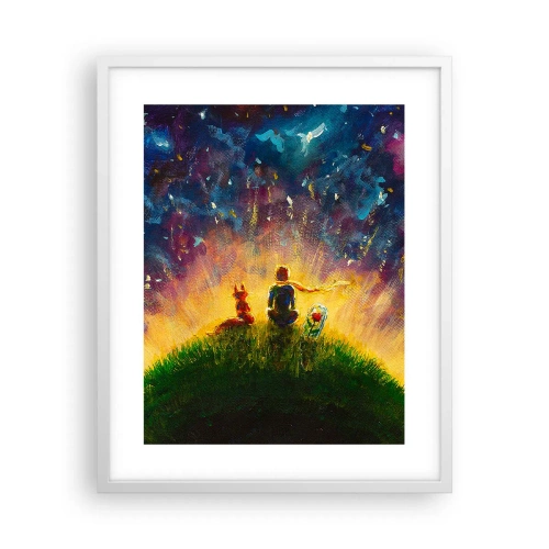 Poster în ramă albă - Dragoste și prietenie - întreaga lume - 40x50 cm