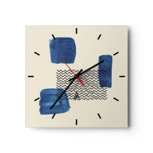 Ceas de perete - Ceas pe sticlă - Cvartet abstract - 30x30 cm