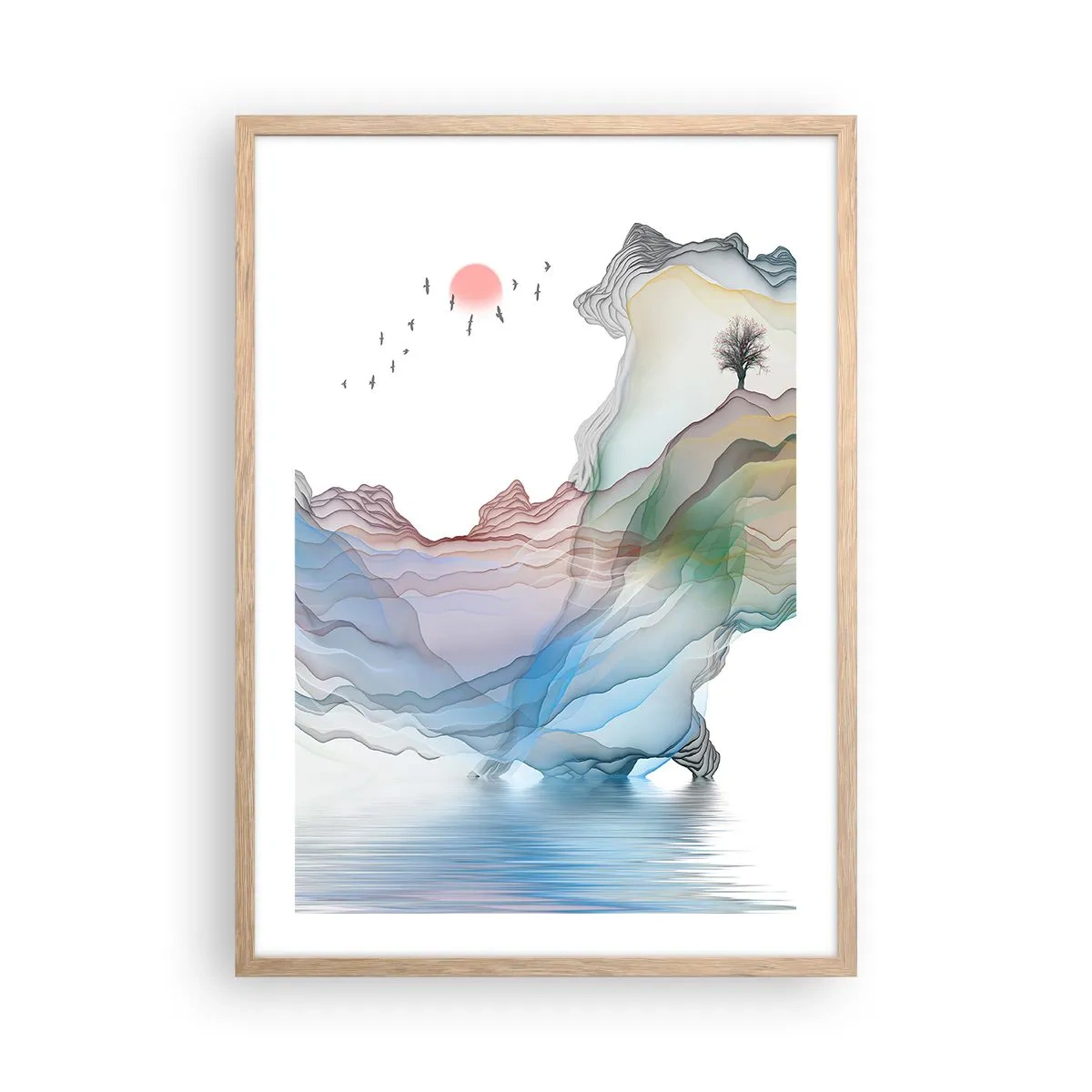 Poster în ramă de stejar deschis - Spre munții de cristal - 50x70 cm