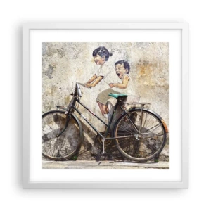 Poster în ramă albă - Adevărat sau fals? - 40x40 cm