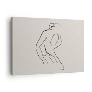 Tablou pe pânză Canvas - O siluetă minimalistă în negru pe un fundal deschis - 70x50cm - Schiță intimă - Decorațiune modernă pentru perete pentru living și dormitor ARTTOR