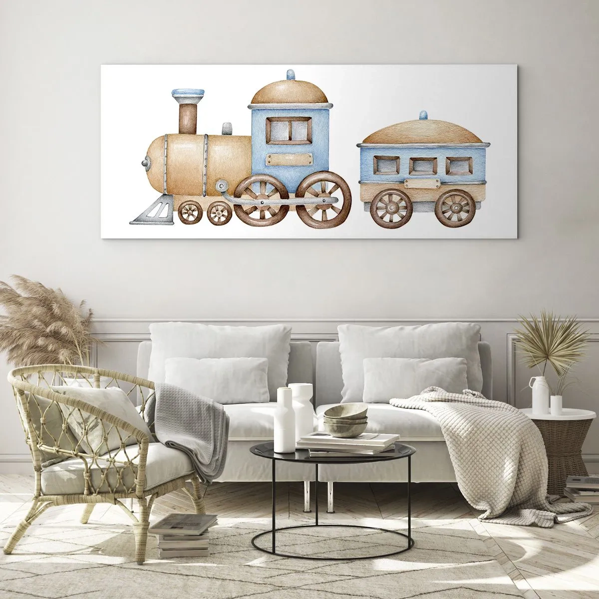 Tablou pe sticlă - Trenulețul din copilărie - 120x50 cm