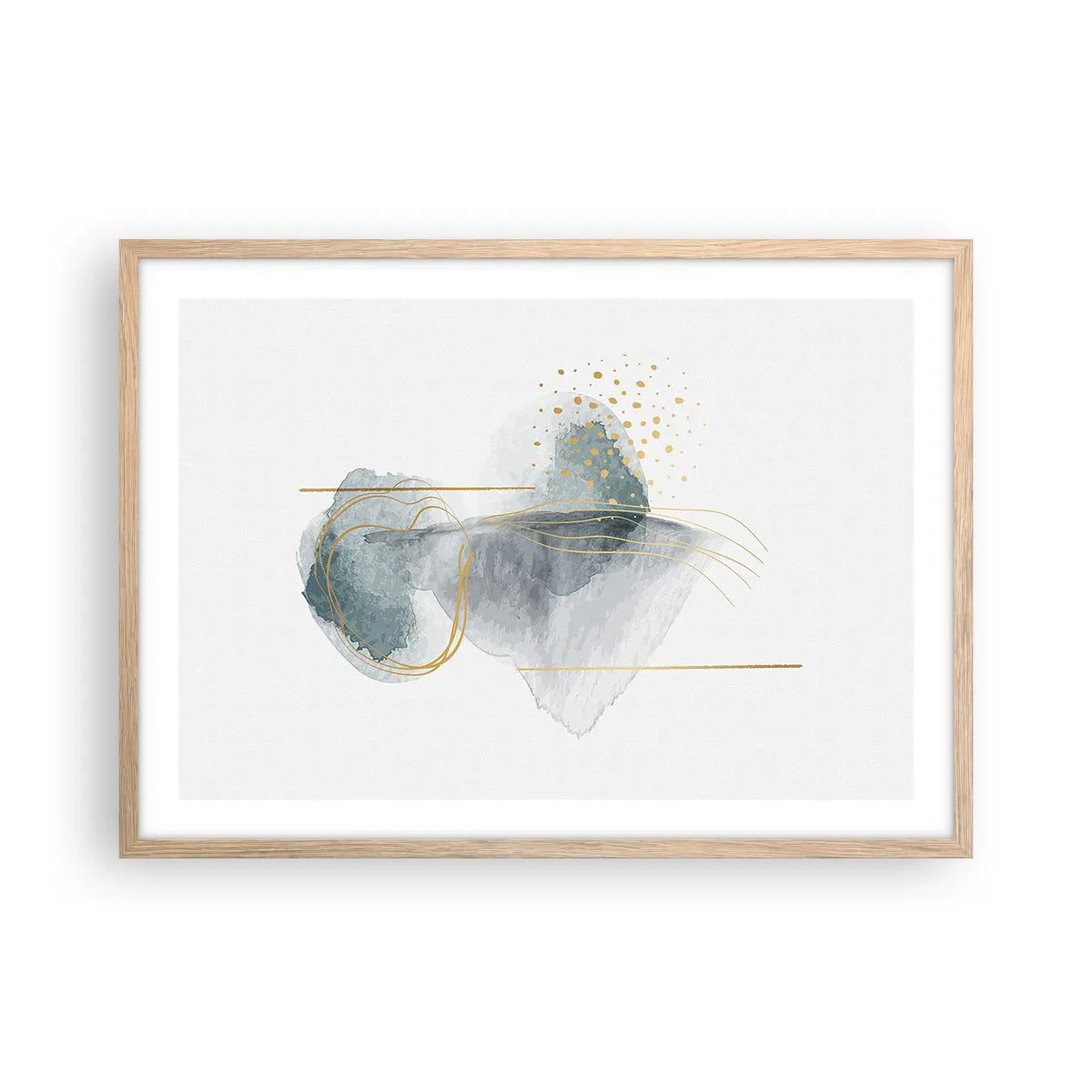 Poster în ramă de stejar deschis - Despre relația dintre gri și auriu - 70x50 cm