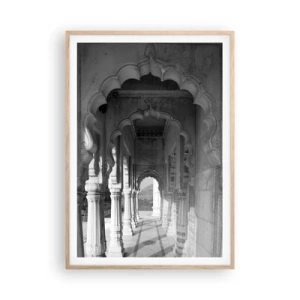 Poster în ramă de stejar deschis - Aici se întâmplă poveștile orientale - 70x100 cm