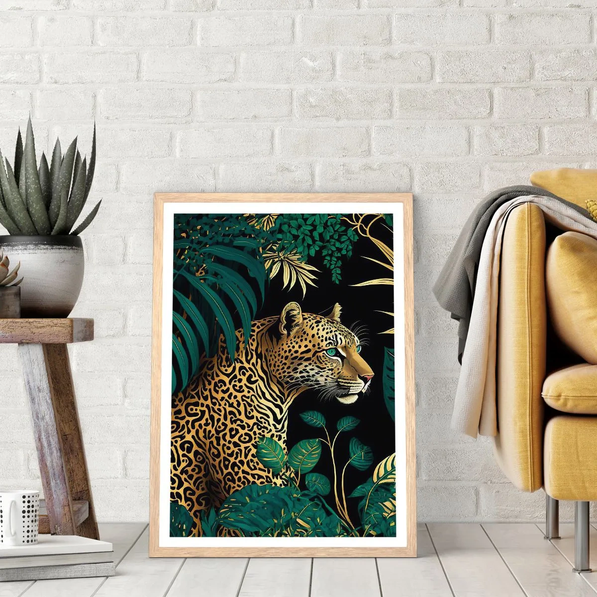Poster în ramă de stejar deschis - Domnitorul junglei - 40x50 cm