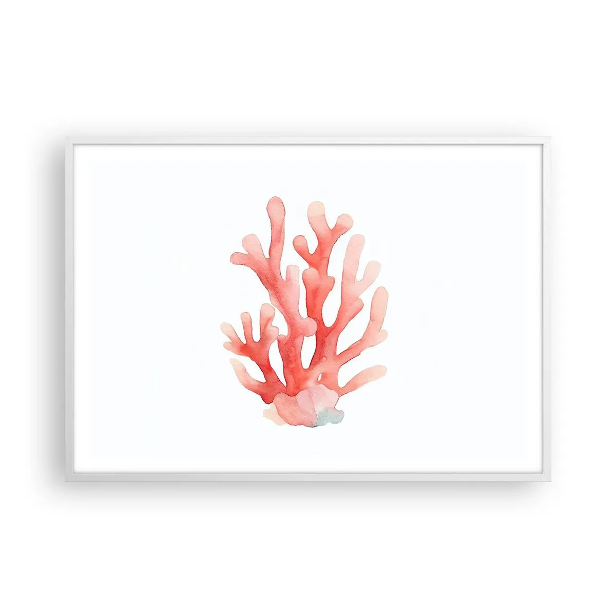 Poster în ramă albă - Culoare de coral - 100x70 cm