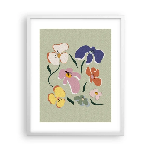 Poster în ramă albă - Panseluțe colorate - 40x50 cm