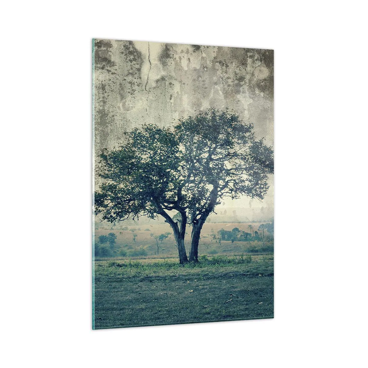 Tablou pe sticlă - Un măr pe o pajiște albastră? - 50x70 cm