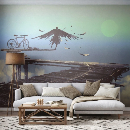 Tapet Premium Sand - Icarus veșnic viu - Abstracția, Icar, Bicicleta - 100x70 cm